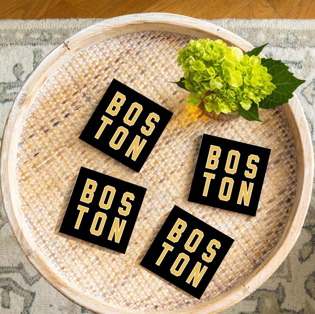 Black and Gold Boston Coaster Set