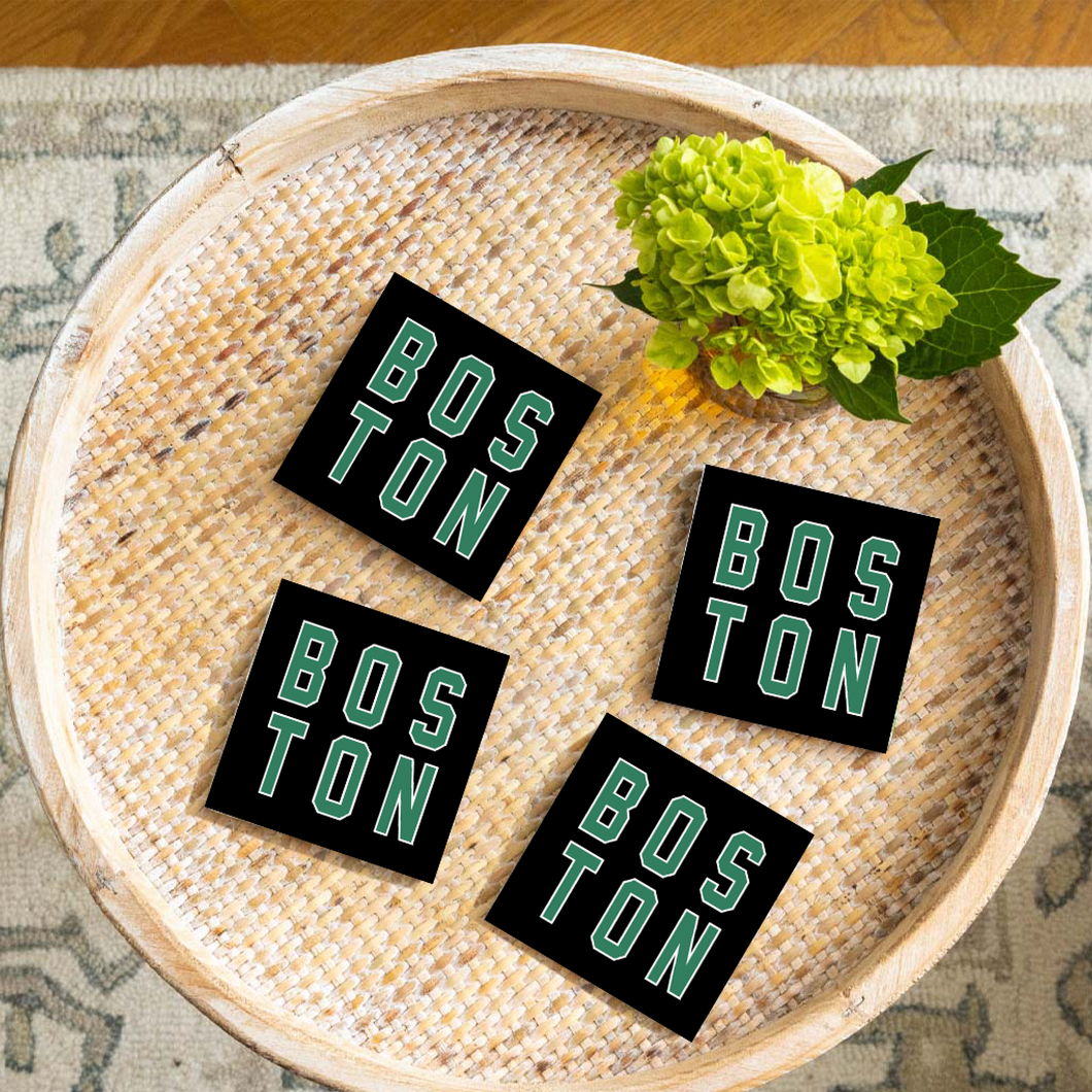 Green and Black Boston Coaster Set