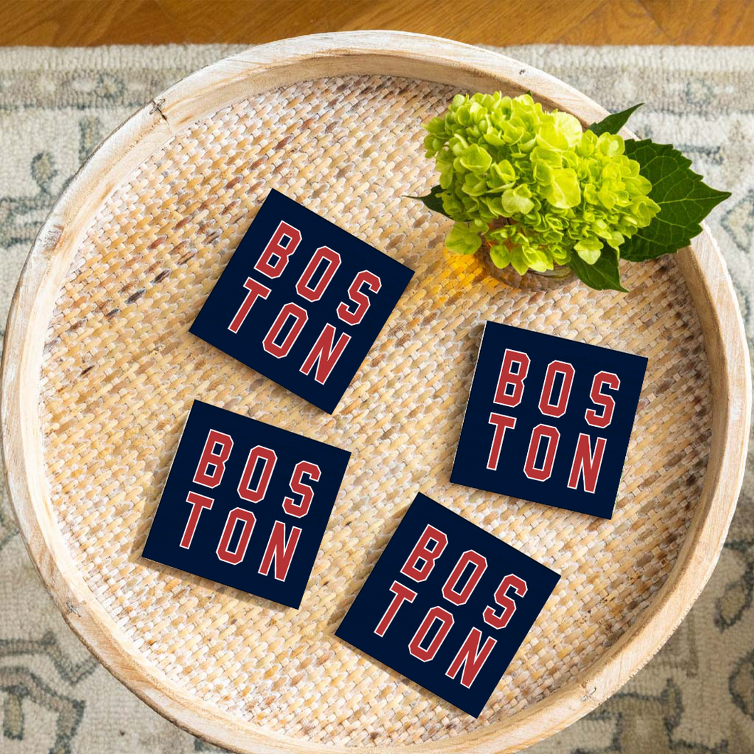 Red and Blue Boston Coaster Set