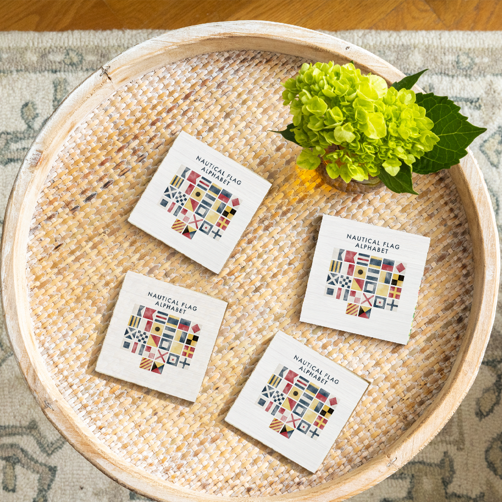 Nautical Flag Alphabet Coaster Set