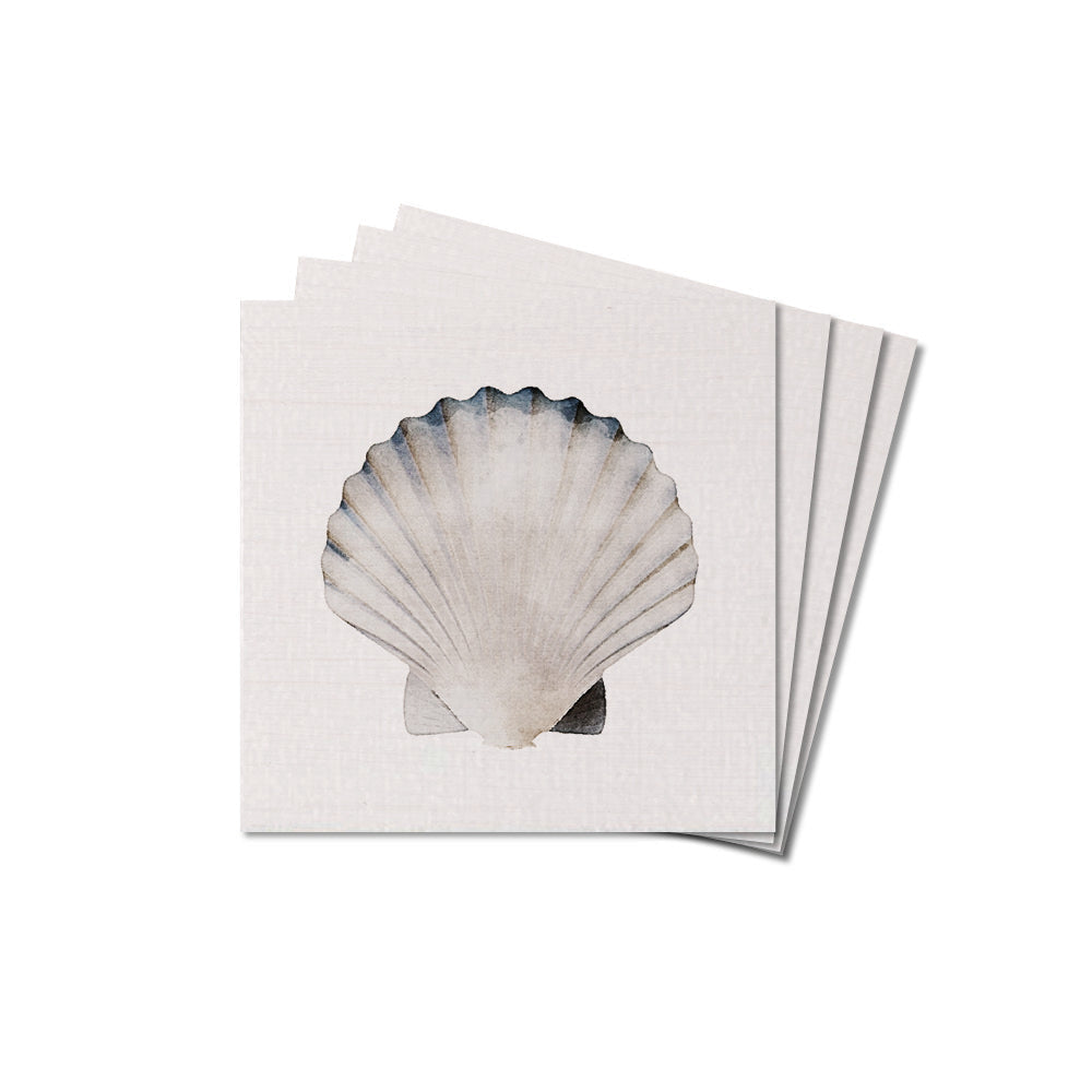 Watercolor Shell Pattern Rustic Marlin Coaster Set