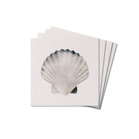 Watercolor Shell Pattern Rustic Marlin Coaster Set