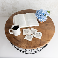 Watercolor Shell Pattern Rustic Marlin Coaster Set