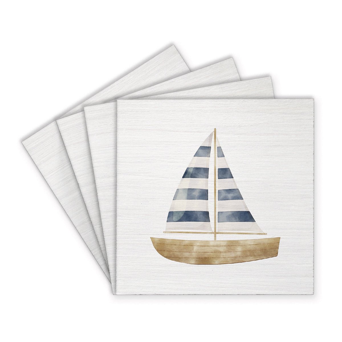 Watercolor Sailboat Coaster Set