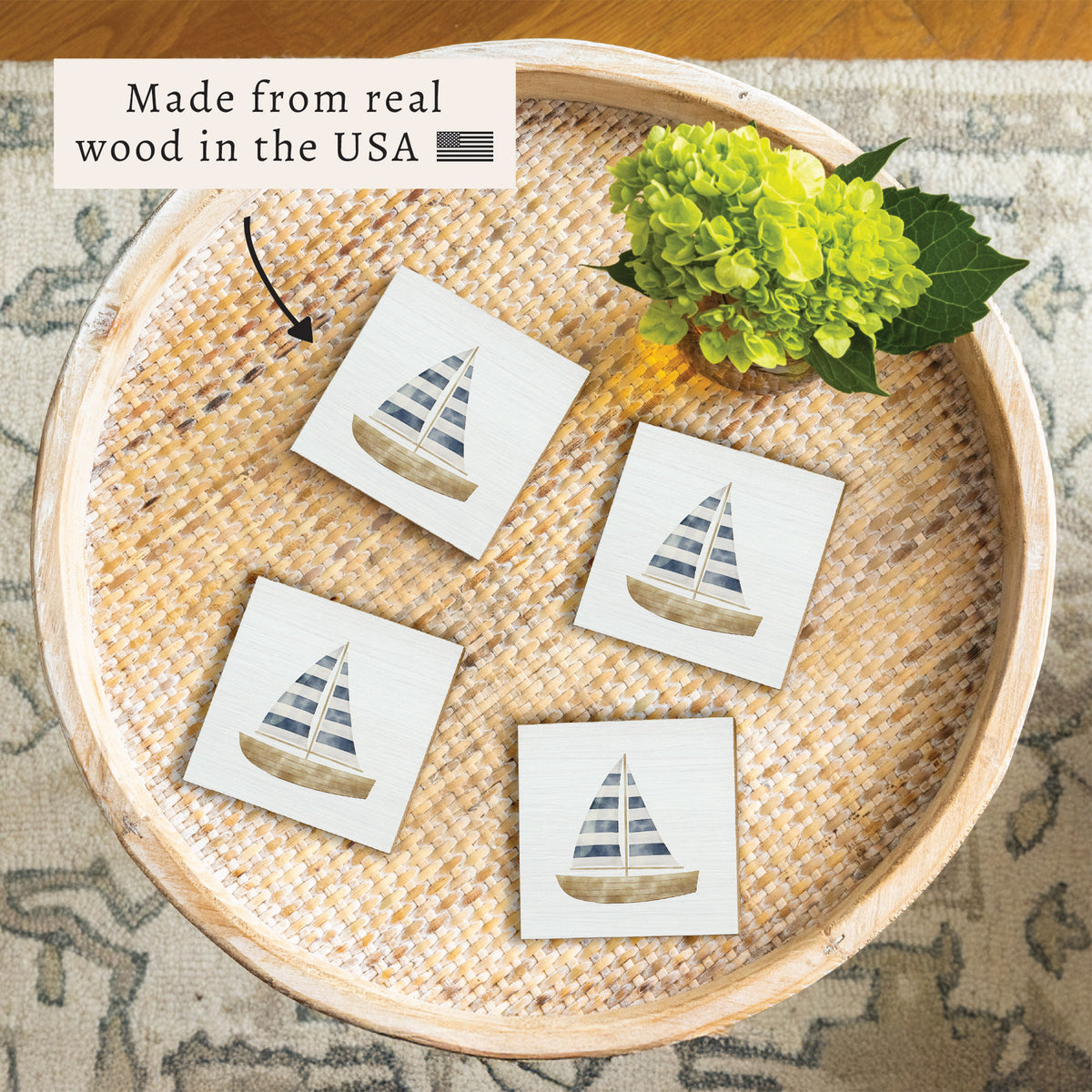 Watercolor Sailboat Coaster Set