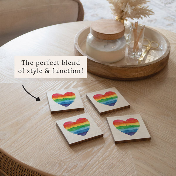 Rainbow Heart Coaster Set