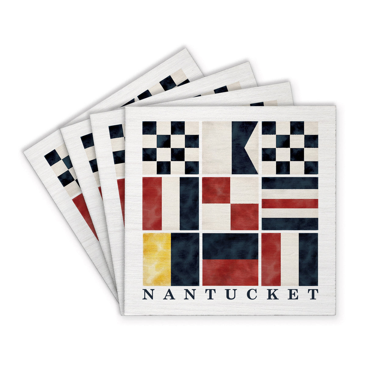 Nautical Flag Nantucket Coaster Set | Wood Coasters