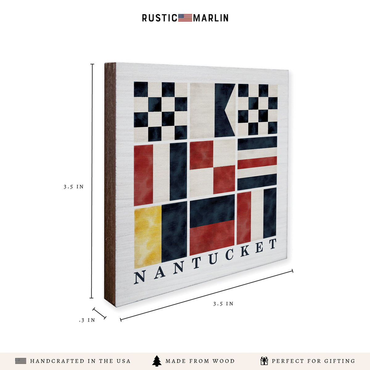 Nautical Flag Nantucket Coaster Set | Wood Coasters