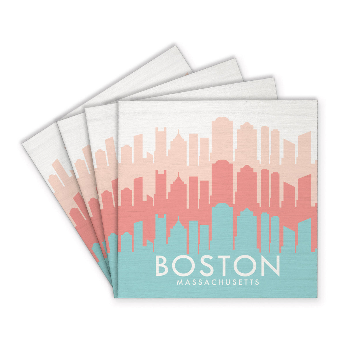 Boston Pastel Skyline Coaster Set