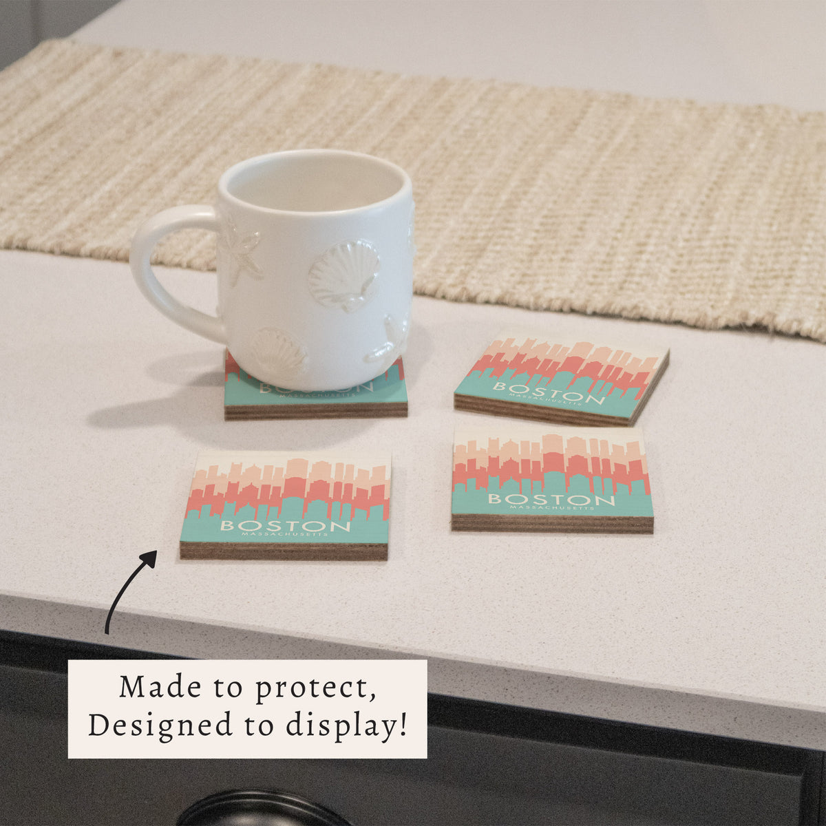 Boston Pastel Skyline Coaster Set