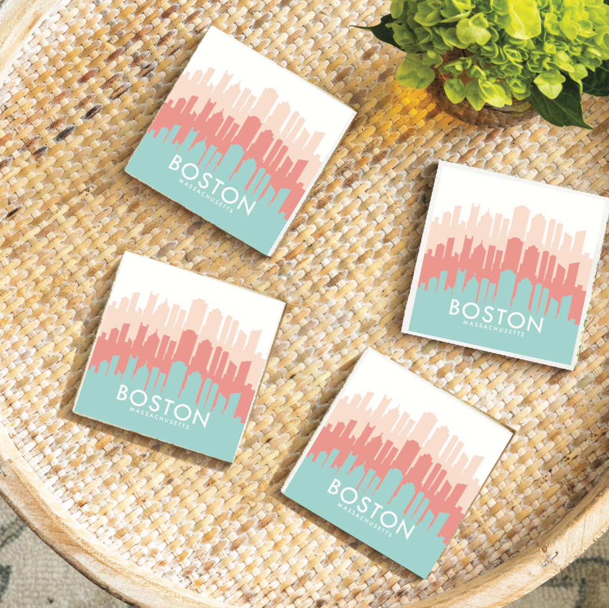 Boston Pastel Skyline Coaster Set