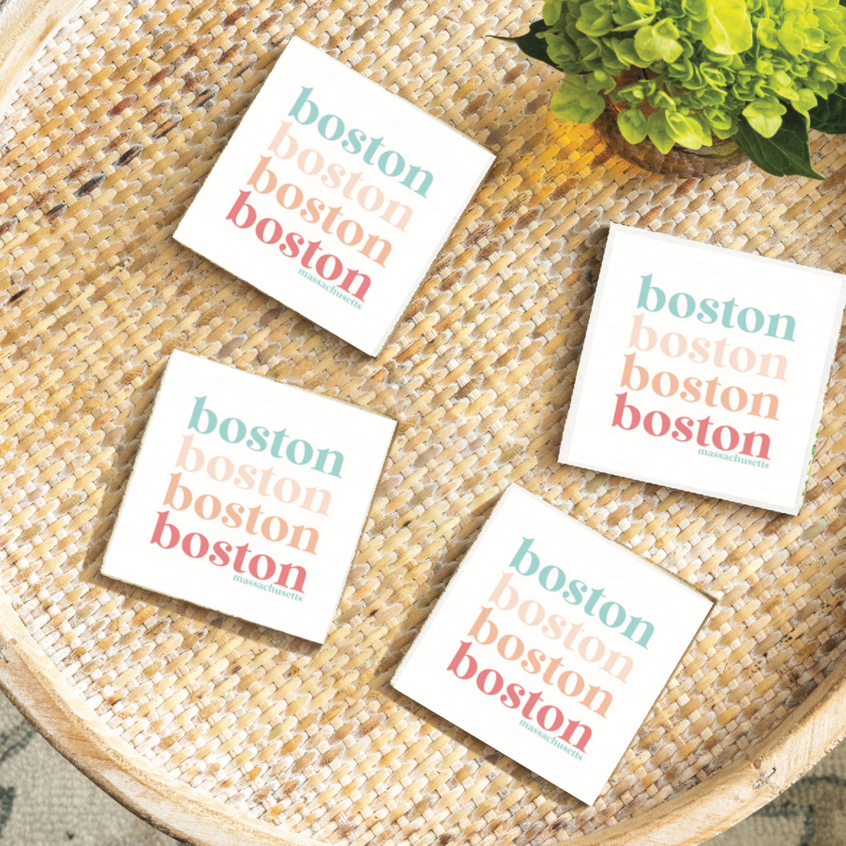 Repeating Boston Pastel Coaster Set