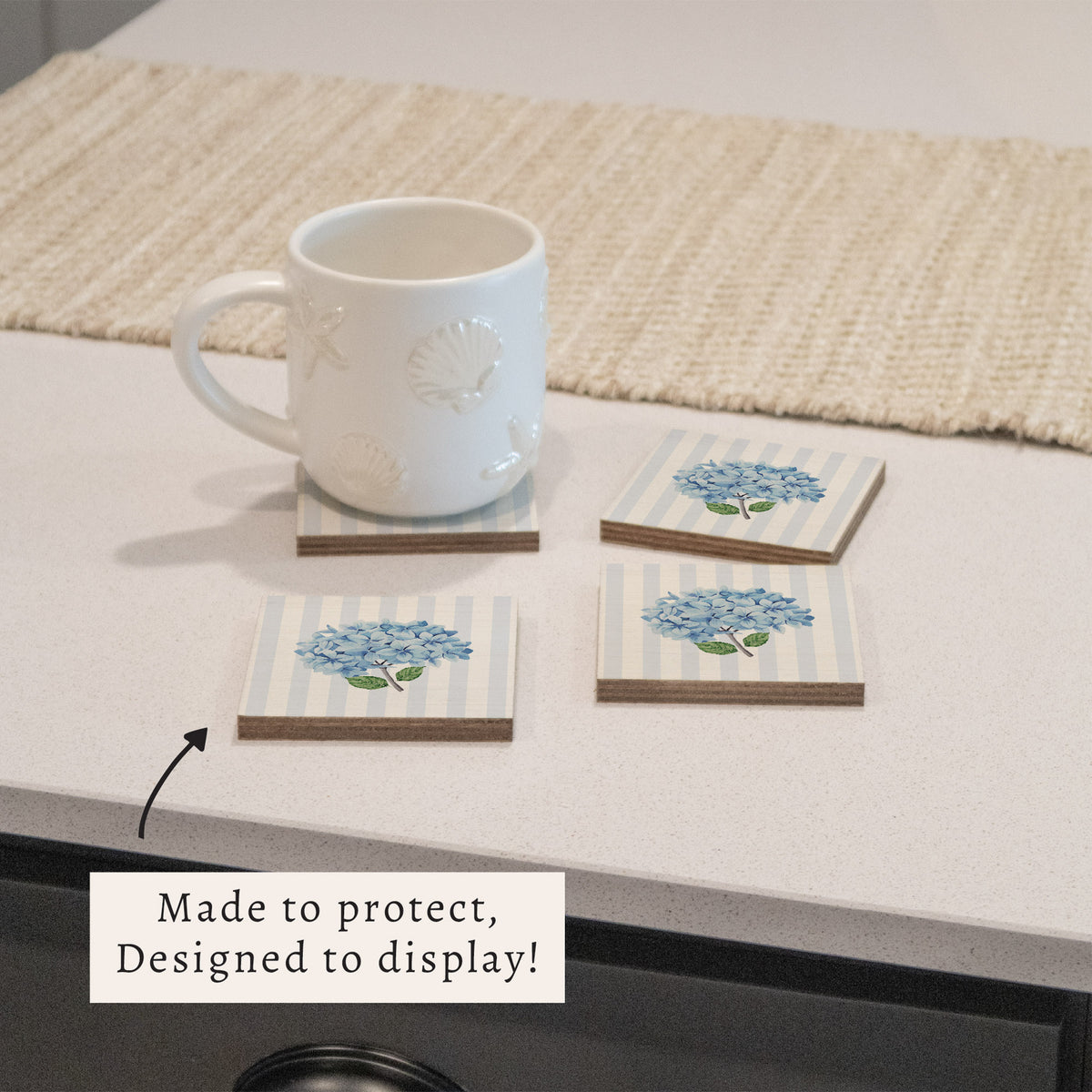 Blooming Hydrangea Coaster Set | Floral Coasters