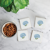 Endless Summer Hydrangea Rustic Marlin Coaster Set