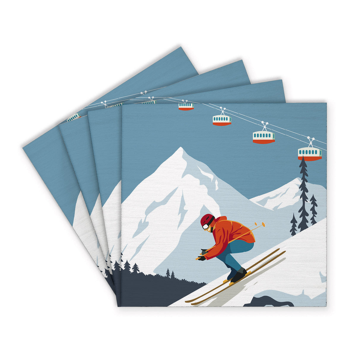 Bluebird Ski Day Coaster Set