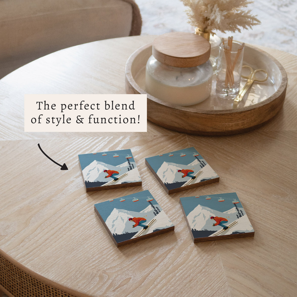 Bluebird Ski Day Coaster Set