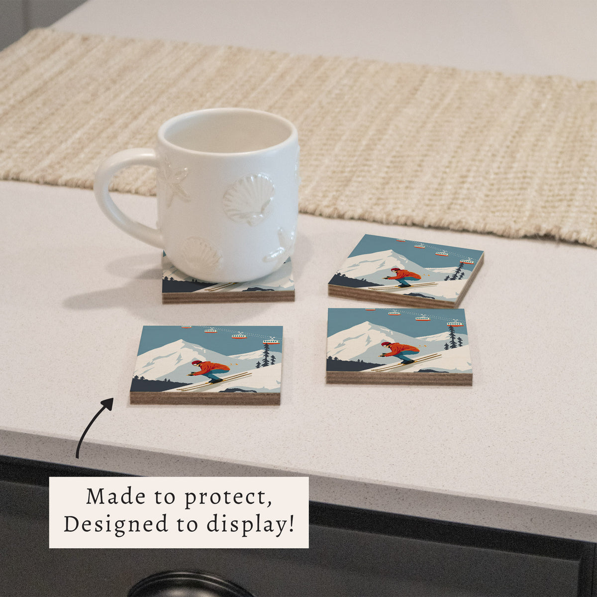 Bluebird Ski Day Coaster Set