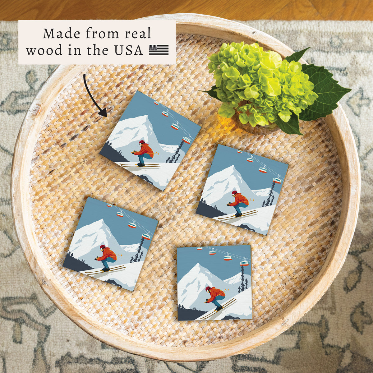Bluebird Ski Day Coaster Set
