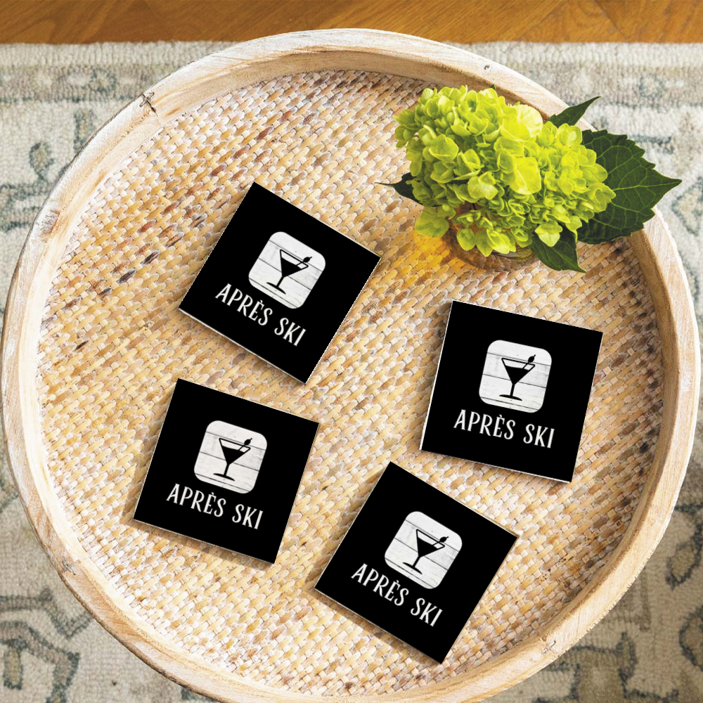 Black and White Apres Ski Martini Coaster Set