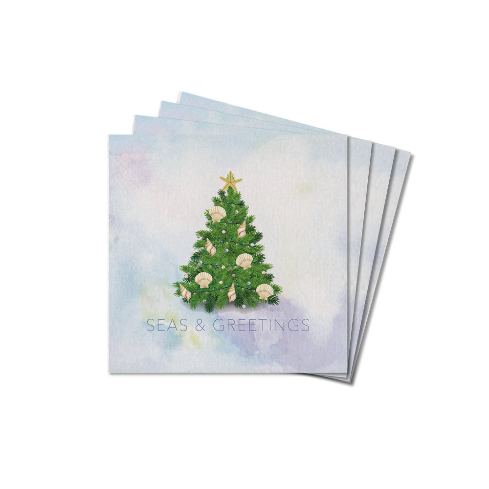 Coastal Christmas Evergreen Tree Coaster Set