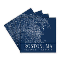 Boston City Grid Coordinates Coaster Set