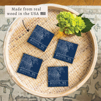 Boston City Grid Coordinates Coaster Set