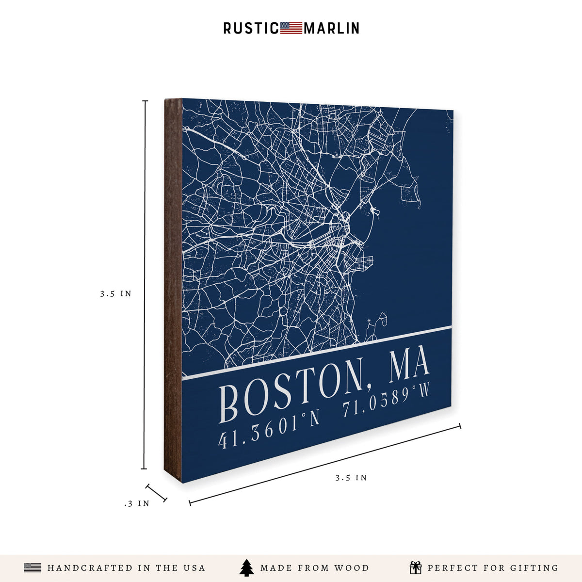 Boston City Grid Coordinates Coaster Set