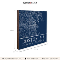 Boston City Grid Coordinates Coaster Set