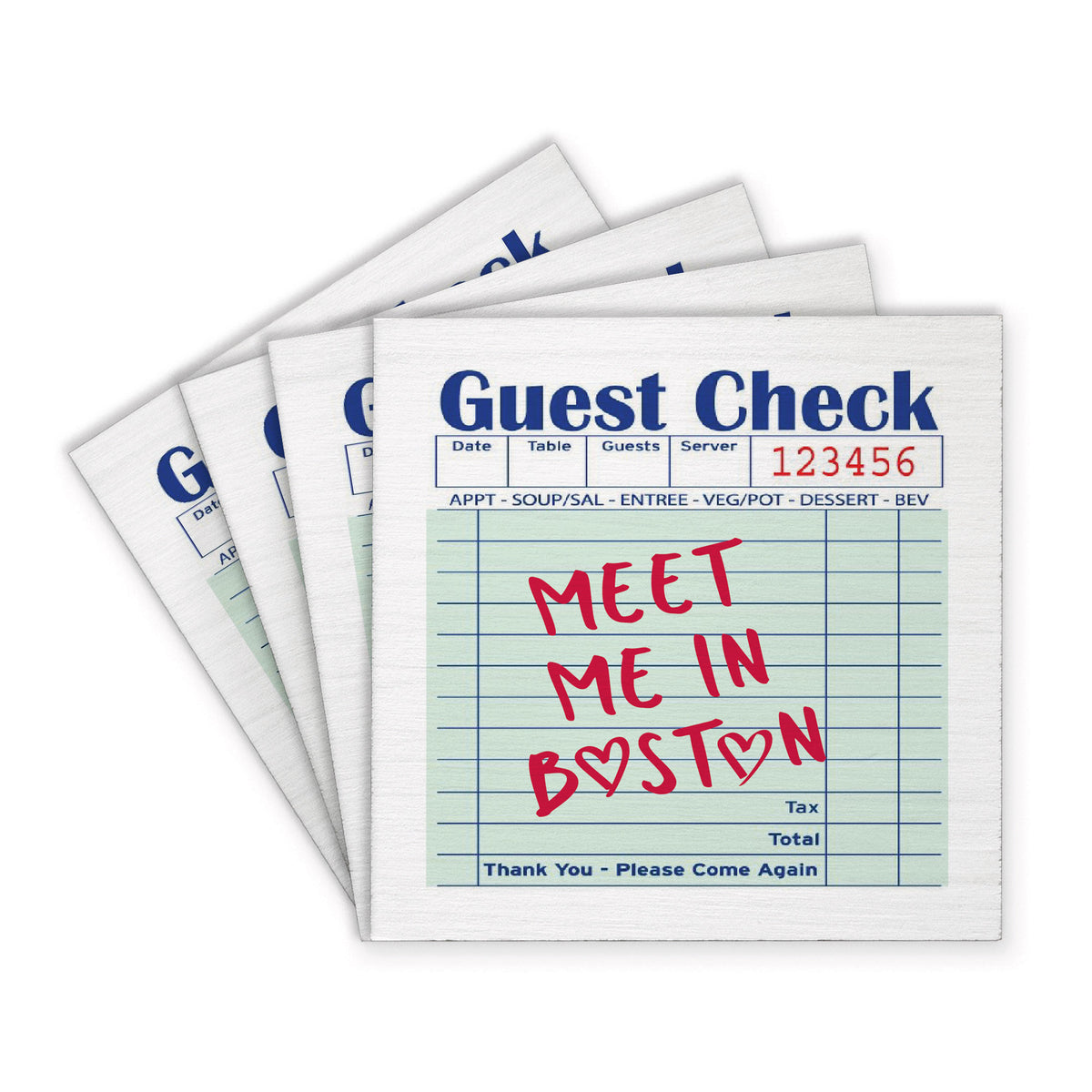Boston Guest Check Coaster Set