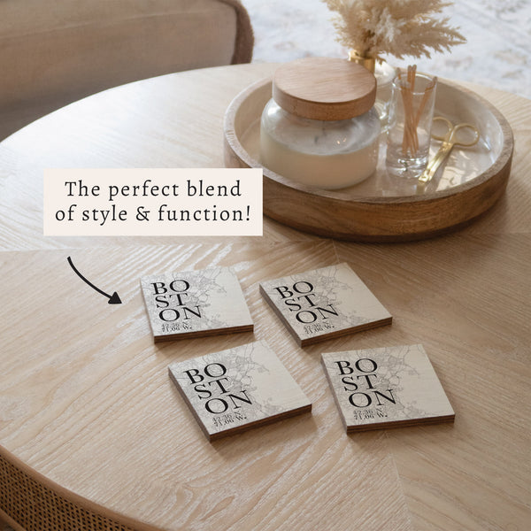 Boston City Grid Coaster Set