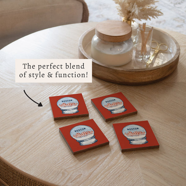 Boston Snow Globe Coaster Set