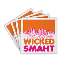 Boston Wicked Smaht Orange And Pink Coaster Set