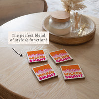 Boston Wicked Smaht Orange And Pink Coaster Set