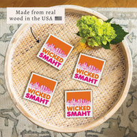 Boston Wicked Smaht Orange And Pink Coaster Set