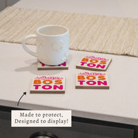 Boston Orange and Pink Skyline Coaster Set