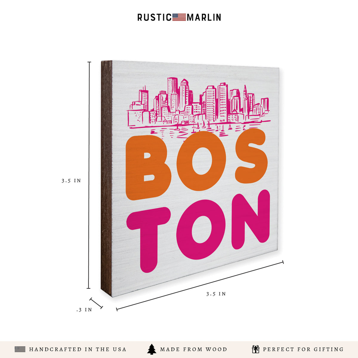 Boston Orange and Pink Skyline Coaster Set
