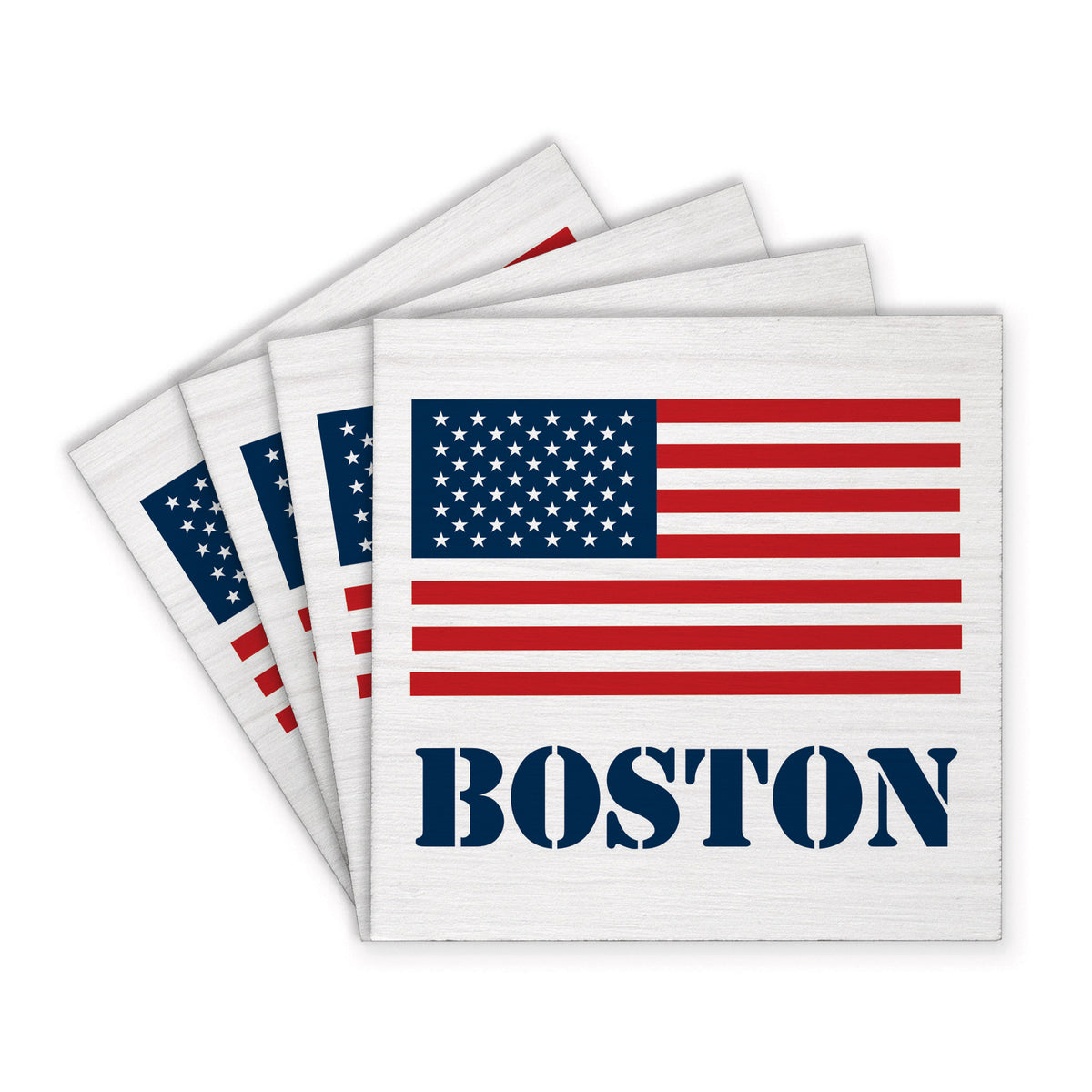 American Flag Personalized Coaster Set