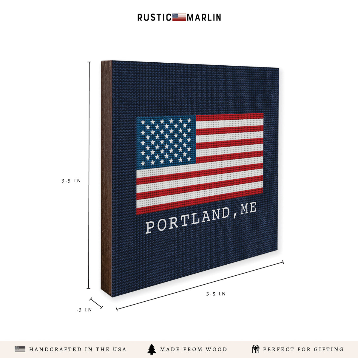 American Flag Printed Needlepoint Personalized Coaster Set