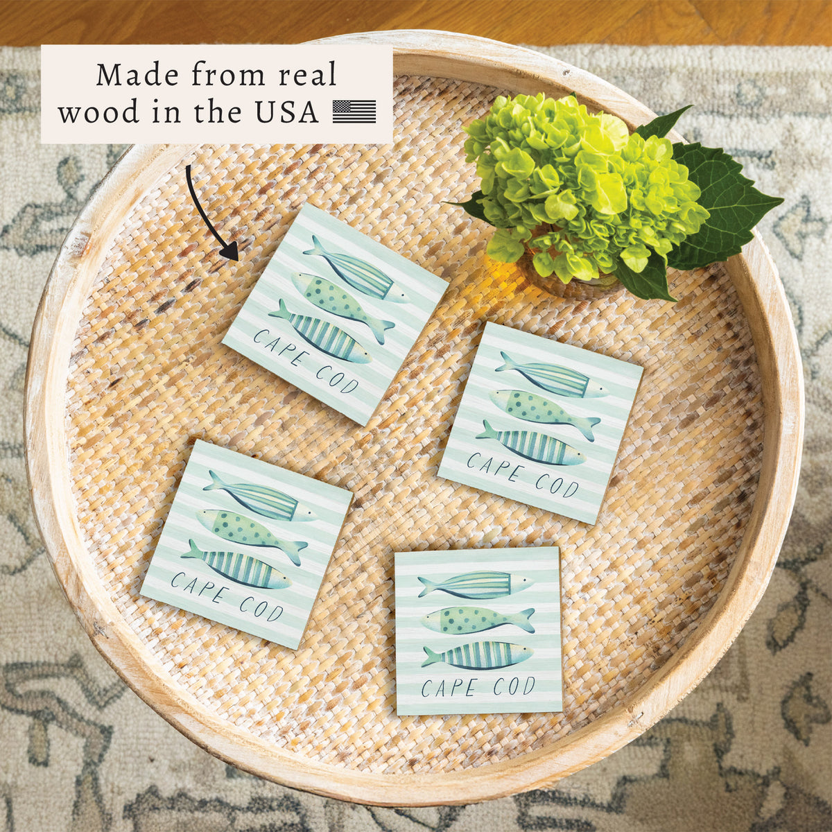 Coastal Fish Trio Personalized Coaster Set