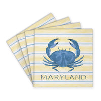 Blue Crab Stripe Personalized Coaster Set