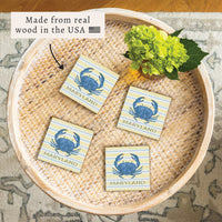 Blue Crab Stripe Personalized Coaster Set