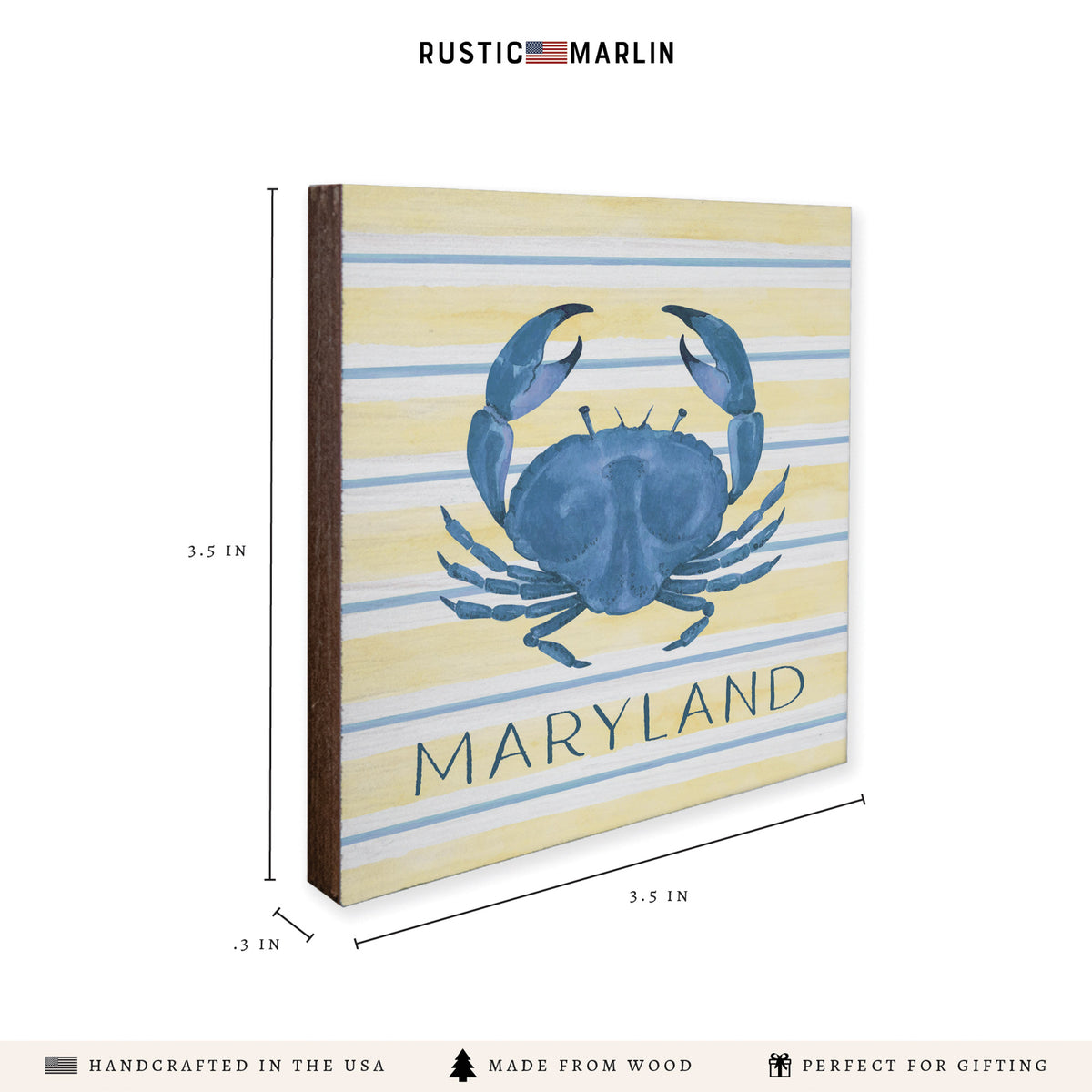Blue Crab Stripe Personalized Coaster Set