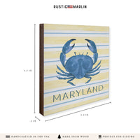 Blue Crab Stripe Personalized Coaster Set