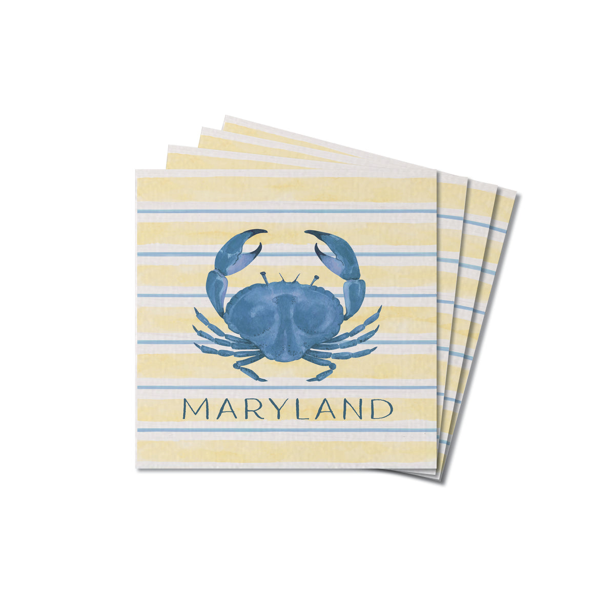 Blue Crab Stripe Personalized Coaster Set