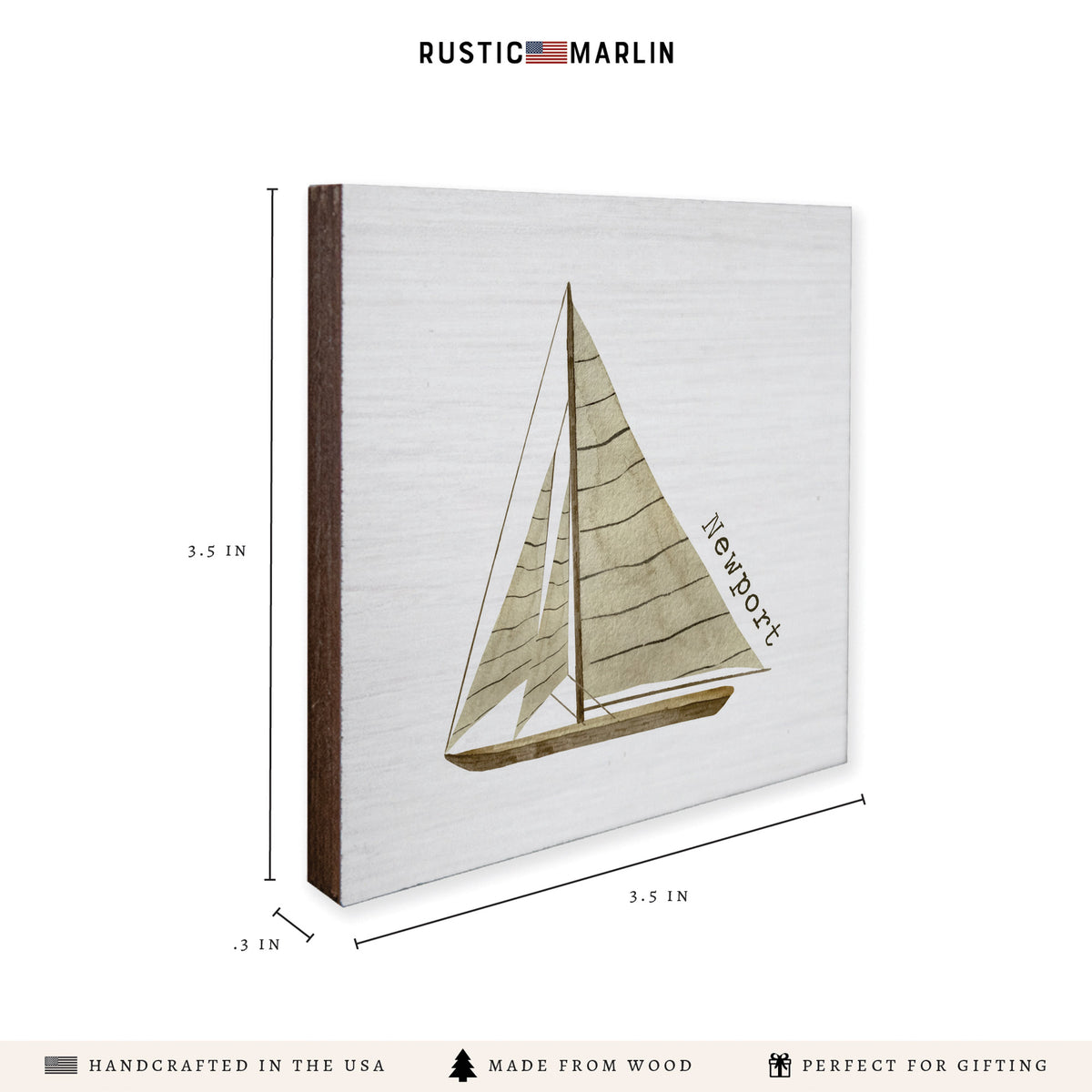 Striped Sailboat Personalized Coaster Set
