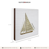 Striped Sailboat Personalized Coaster Set