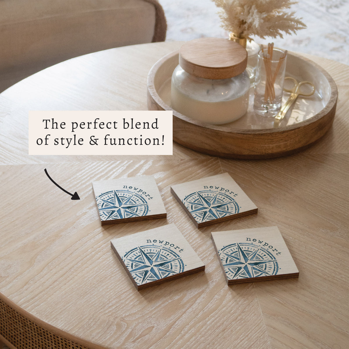 Compass Personalized Coaster Set