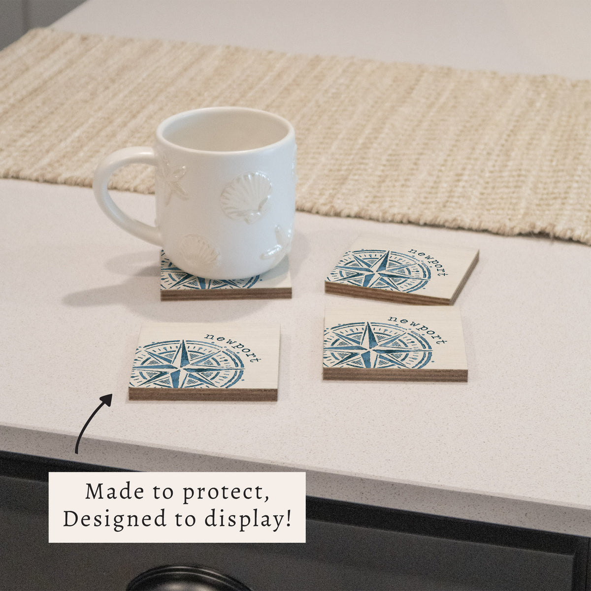 Compass Personalized Coaster Set