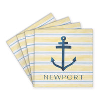 Anchor Stripe Personalized Coaster Set