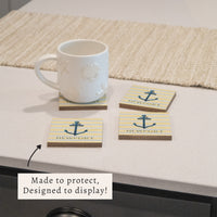 Anchor Stripe Personalized Coaster Set